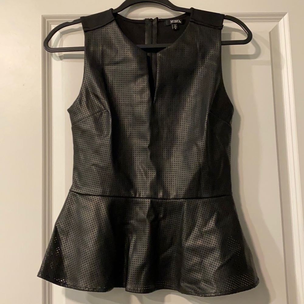 Faux leather peplum tank